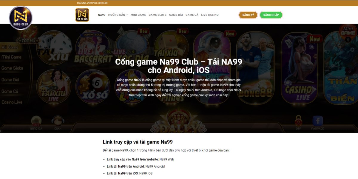 Giao diện Website na99.games