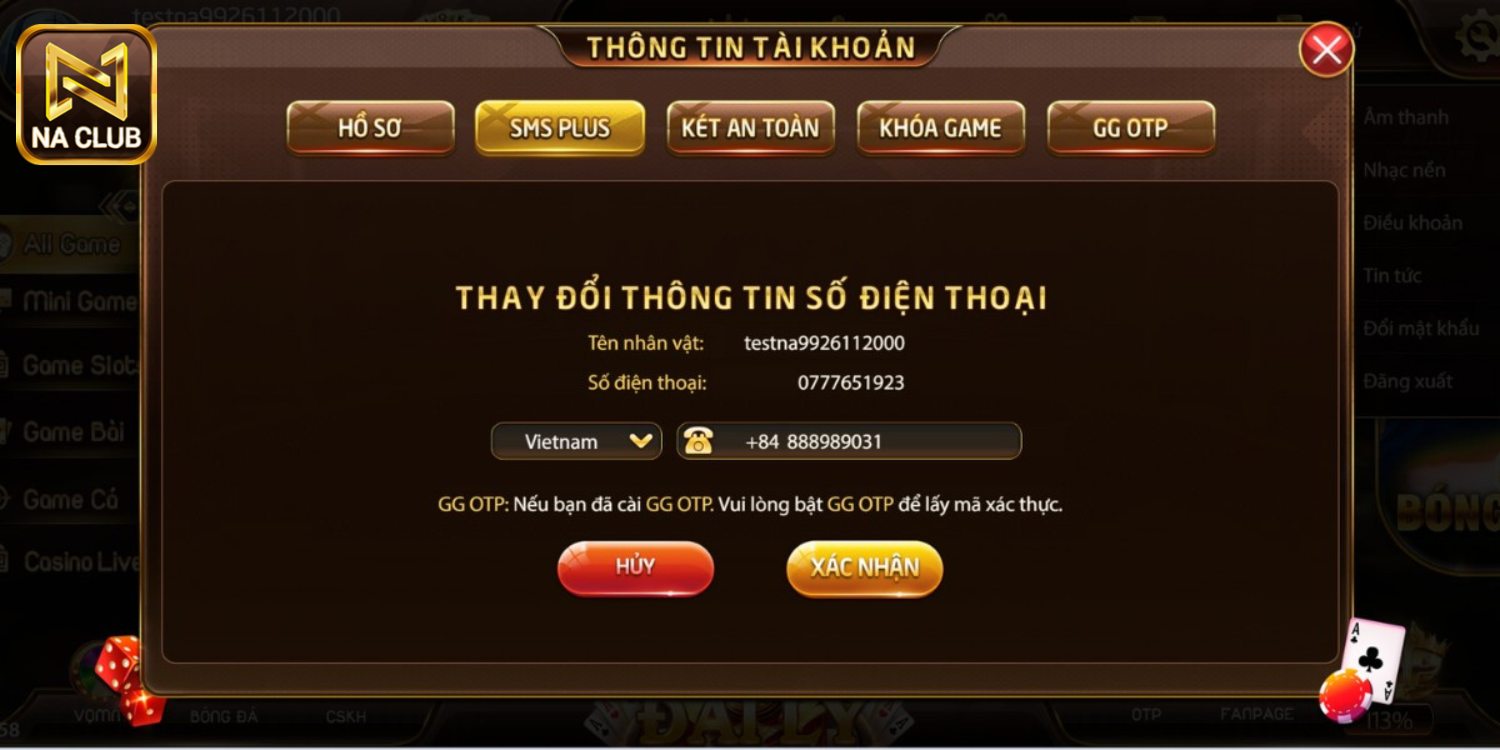 Thay đổi số điện thoại